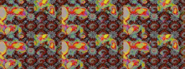 Çiçekli karalama şeklinde Raster çiçek deseni. Yumuşak, bahar çiçekli arka plan. Gri ve kırmızı renkte çiçekler.