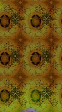 Raster illüstrasyonundaki çiçek desenli çizim. Kahverengi ve yeşil renkli çiçekler. Renkli Bahar Teması eskiz kalıbı. Düz Çiçek Elementleri Tasarımı.