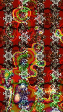 Raster Güzel kumaş deseni. Raster suluboya deseni, narin çiçekler, kahverengi ve kırmızı çiçekler, tebrik kartı şablonu..