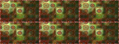 Raster illüstrasyonunda kusursuz çiçek deseni. Çiçekler suluboya tarzında kahverengi ve yeşil renklerde.