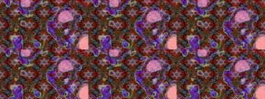 Sevimli çiçek raster deseni. Kahverengi ve kırmızı renkte çiçekler. Renkli Bahar Teması eskiz kalıbı. Düz Çiçek Elementleri Tasarımı.