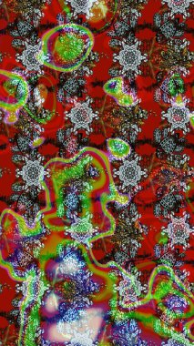 Modern gelişim kırmızı ve kahverengi raster arka plan duvar kâğıdı illüstrasyonu klasik çizgili, desenli desenli çiçekler, çiçekli süsler. Çiçekli el çizimi çizimi deseni.