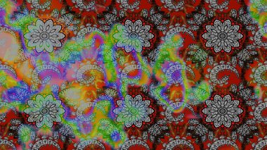 Üzerinde gelincikler ve vadi zambakları olan renkli çiçek desenli nakış deseni. Tekstil tasarımı için geleneksel Raster çiçek buketi.