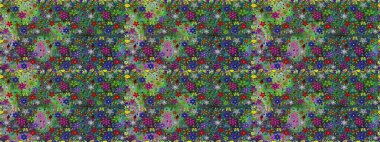 El çizimi, soyut ve süslü elementler. Klasik çiçekler. Yeşil ve mavi renkler. Yaz çiçekleri teması. Suluboya resim taklit Raster illüstrasyonu.