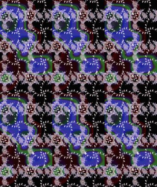 Parlak çiçekli kolaj çiçekleri siyaha boyanmış. Çiçek tasarımı için inanılmaz bir kolaj cenneti tarzı. Çiçekli zambaklar eskiz arka planı.