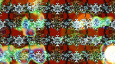 Raster illüstrasyonu. Çiçek desenli eskiz, darbeler, sıçramalar, yaz çiçekleri. Kahverengi ve yeşil renkte çiçekler.