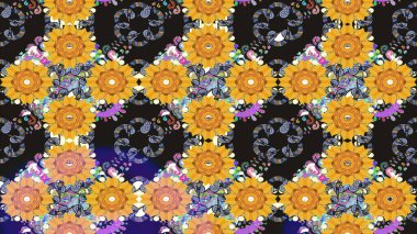 Kabile sanatı boho baskısı, klasik çiçek arkaplanı. Soyut etnik raster çizim kalıbı. Arkaplan dokusu, duvar kağıdı, gri renkli çiçek teması.