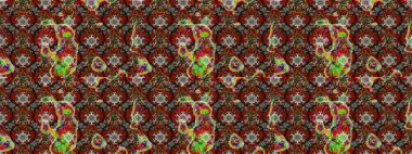 Arkaplan dokusu, duvar kağıdı, çiçek temalı renkler. Kabile sanatı boho baskısı, klasik çiçek arkaplanı. Soyut etnik raster çizim kalıbı.