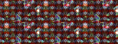 Raster çiçek desenleri çiziyor. Vadinin çiçekleri kırmızı ve kahverengi renklerde.