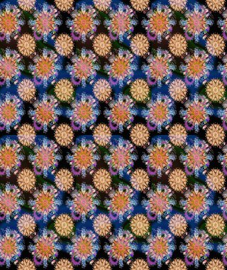 Mavi renklerde. Raster deseni. Soyut çiçek çizim kalıbı arka planı. Küçük çiçekteki sevimli çiçek deseni. Raster illüstrasyonu.