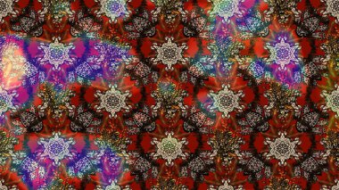 Kahverengi ve kırmızı renkte çiçekler. Raster illüstrasyonunda çiçek deseni çizimi.