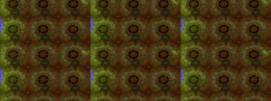 Raster illüstrasyonundaki çiçek desenli çizim. Kahverengi ve yeşil renklerde. Güzel kumaş deseni. Raster illüstrasyonu.