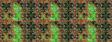 Süslü dekorasyon. Raster illüstrasyonu. Damask altın soyut çiçek yeşil renklerde pürüzsüz desen.