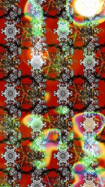 Modern çiçek arkaplanı. Halk tarzı. Moda baskıları için zarif bir şablon. Parlak renkli çiçekleri ve gri, kırmızı ve kahverengi renkte yaprakları olan muhteşem bir çiçek deseni..