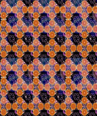 Sevimli çiçek raster deseni. Turuncu renkli çiçekler. Düz Çiçek Elementleri Tasarımı. Renkli Bahar Teması çizim şablonu.