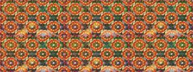 Raster illüstrasyonu. Klasik klasik klasik arka plan. Geleneksel oryantasyon süsü. Kahverengi renklerde, altın elementlerle kusursuz desen. Kusursuz klasik raster altın desenli.