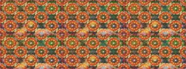 Raster illüstrasyonu. Klasik klasik klasik arka plan. Geleneksel oryantasyon süsü. Kahverengi renklerde, altın elementlerle kusursuz desen. Kusursuz klasik raster altın desenli.