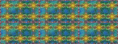 Mavi ve yeşil renkli çiçekler. Küçük çiçekte sevimli çiçek deseni var..