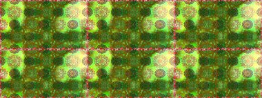 Elle boyanmış suluboya, dikişsiz çiçekler ve bitkiler. Yeşil ve kahverengi renkte çiçekler.