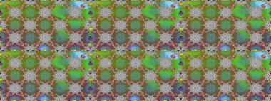 Düz Çiçek Elementleri Tasarımı. Raster Modaya uygun kumaş deseni. Renkli Bahar Temalı Kusursuz Arkaplan. Yeşil ve kahverengi renkli şirin çiçek deseni.