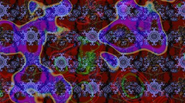 Raster. Mor ve kahverengi renkte güzel çiçekli eskiz deseni, suluboya çiçek deseni, duvar kağıdı, kart veya kumaş için fayanslı.