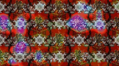 Raster illüstrasyonundaki çiçek desenli çizim. Kahverengi ve kırmızı renkte çiçekler. Düz Çiçek Elementleri Tasarımı. Renkli Bahar Teması çizim şablonu.