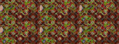 Nazik, yaz çiçekleri kahverengi ve kırmızı renklerde. Küçük çiçekteki sevimli çiçek deseni. Raster illüstrasyonu. Raster deseni.