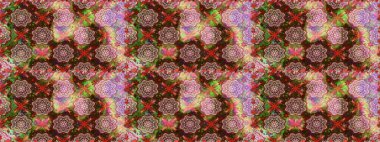 Kahverengi ve nötr renklerde çiçekler. Renkli Bahar Temalı Kusursuz Arkaplan. Düz Çiçek Elementleri Tasarımı. Sevimli çiçek raster deseni.