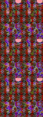 Arka plan dokusu, duvar kağıdı, kırmızı, kahverengi ve gri renkli çiçek teması. Soyut etnik raster çizim kalıbı. Kabile sanatı boho baskısı, klasik çiçek arkaplanı.