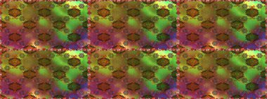 Raster Çiçek İllüstrasyonu güzel tekstil. Kahverengi ve yeşil renklerde etnik çiçeklerle kusursuz bir desen..