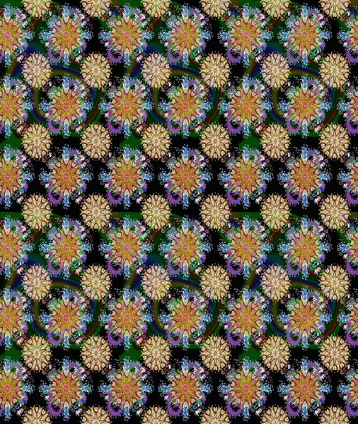 Yumuşak, bahar çiçekleri siyah renklerde. Çiçek ve yapraklı karalama şeklinde Raster çiçek deseni. Raster illüstrasyonu.