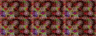 Küçük çiçekteki sevimli çiçek deseni. Raster illüstrasyonu. Soyut çiçek desensiz arkaplan. Kahverengi ve kırmızı renklerde. Raster deseni.