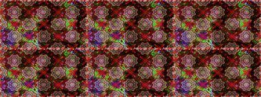 Küçük çiçekteki sevimli çiçek deseni. Raster illüstrasyonu. Soyut çiçek desensiz arkaplan. Kahverengi ve kırmızı renklerde. Raster deseni.