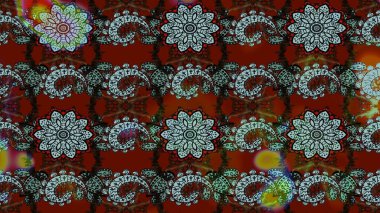 Kırmızı ve kahverengi çiçekli eskiz deseni, suluboya çiçek deseni, sevimli çiçek, duvar kağıdı, kart veya kumaş için fayanslı. Raster - stok.