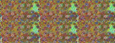 Kusursuz desenli, modaya uygun kumaş deseni. Şirin çiçek elementleri. Düz Çiçek Elementleri Tasarımı. Raster illüstrasyonu. Renkli Bahar Teması Kusursuz Arkaplan.