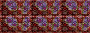 Kahverengi ve kırmızı renklerde. Raster illüstrasyonu. Anti-stres için Raster soyut şablon sayfası.