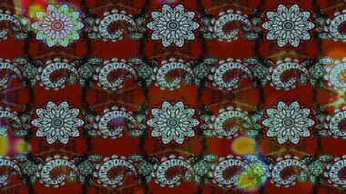 Kırmızı ve kahverengi çiçekli eskiz deseni, suluboya çiçek deseni, sevimli çiçek, duvar kağıdı, kart veya kumaş için fayanslı. Raster - stok.