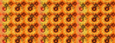 Raster güzel bir çiçek deseni çizmiş. Bahar mevsimi. Tatil havası. Nazik romantik baskı. Turuncu ve sarı renkte çiçekler.