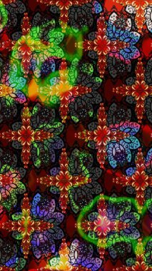 Kumaş, tekstil, duvar kağıdı baskısı için. Eski usul. Miles Fleur, süslü püslü bir süs. Raster illüstrasyonu. Tomurcukları papatya çiçekleri olan sevimli bir çiçek deseni. Taslak arkaplan.