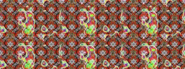 Nakış desenli çiçek deseni. Renkli grunge, soyut arkaplanı kologri ve kahverengi çiçeklerle süslüyor. İzler, kumaş, duvar kağıtları, tekstil için raster dokusu.