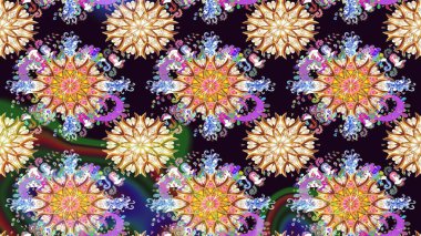 El çizimi Raster çizimi. Parlak elementlerin. Çizim çiçek deseni duvar kağıdı, web sitesi arkaplanı, paket kağıdı, davetiye, broşür, pankart veya web sitesi için kullanılabilir.