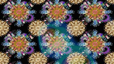 Çizim kalıbı. Çiçek duvar kağıdı. Raster illüstrasyonu. Siyah renklerde. Renkli süs kenarı. Hint süsü..