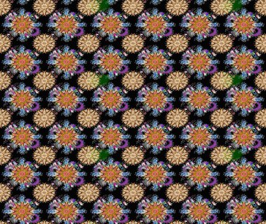 Düz Çiçek Elementleri Tasarımı. Renkli Bahar Temalı Kusursuz Arkaplan. Raster..