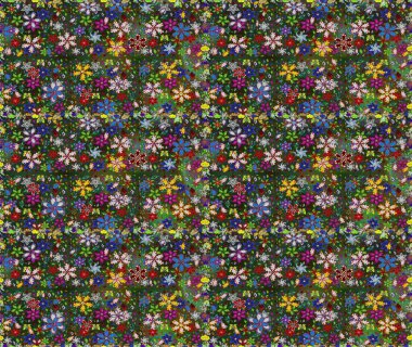 Yeşil ve gri renkli çiçekler. Çiçekli karalama şeklinde Raster çiçek deseni. Nazik, narin çiçek arkaplanı.