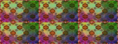 Raster illüstrasyonu. Patlayan çiçekler soyut olarak yerleştirilmiş. Yumuşak, yeşil ve kahverengi renklerde bahar çiçekleri. Raster deseni.