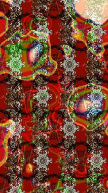 Raster resim. Elle çizilmiş. Güzel kumaş deseni. Doodle çiçekler ve dalları, otlar ve çiçekler.