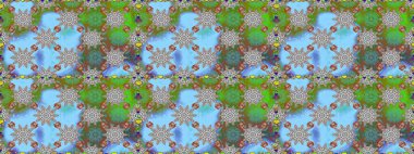 Mavi ve gri renkte çiçekler. Renkli Bahar Temalı Kusursuz Arkaplan. Düz Çiçek Elementleri Tasarımı. Raster illüstrasyonu. Çiçekli, suluboya desenli kusursuz çiçek deseni.