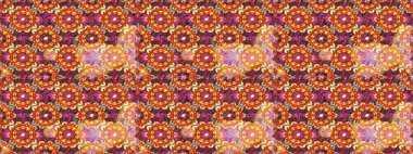 Raster illüstrasyonu. Kusursuz damaske klasik altın desen. Kahverengi renkler ve altın elementler üzerinde altın pürüzsüz desen. Tekrarlayan ögelerle soyut arkaplan Raster.