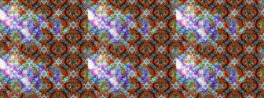 Tekstil için suluboya eskiz deseni. El çizimi çiçek çizimi deseni (fayans). Şirin çiçekli, desenli, kahverengi çizim deseni.