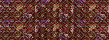 Çiçeksel çizim kalıbının yansıması. Vadinin çiçekleri kahverengi renklerde.